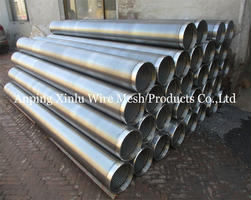 1000-3000-6000 mm Tubo de pantalla de alambre de cuña con 3x4.6 mm de alambre de soporte para tuberías de perforación y tratamiento de aguas residuales